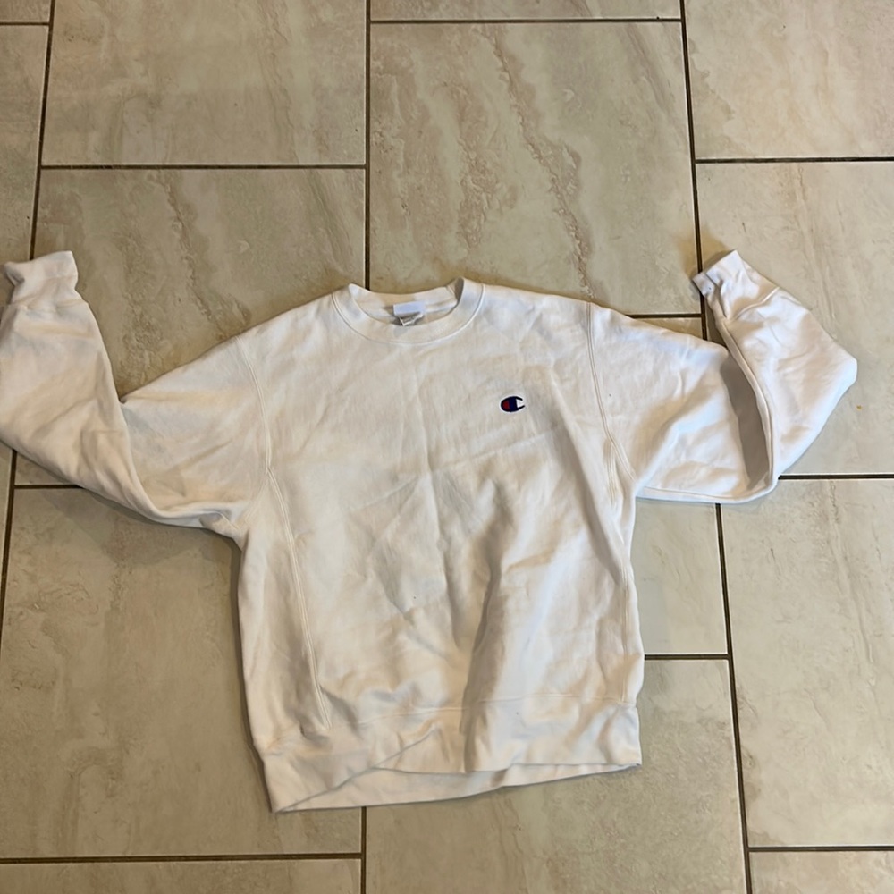 champion classic white sweatshirt